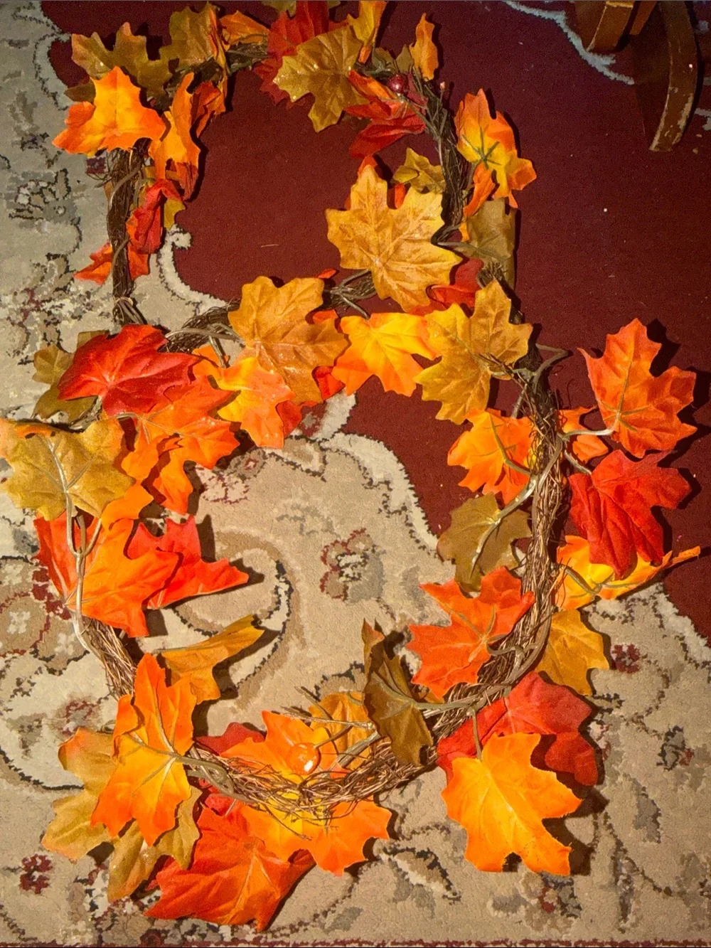 Autumn Maple Leaf Garland - Orange & Red Fall Décor